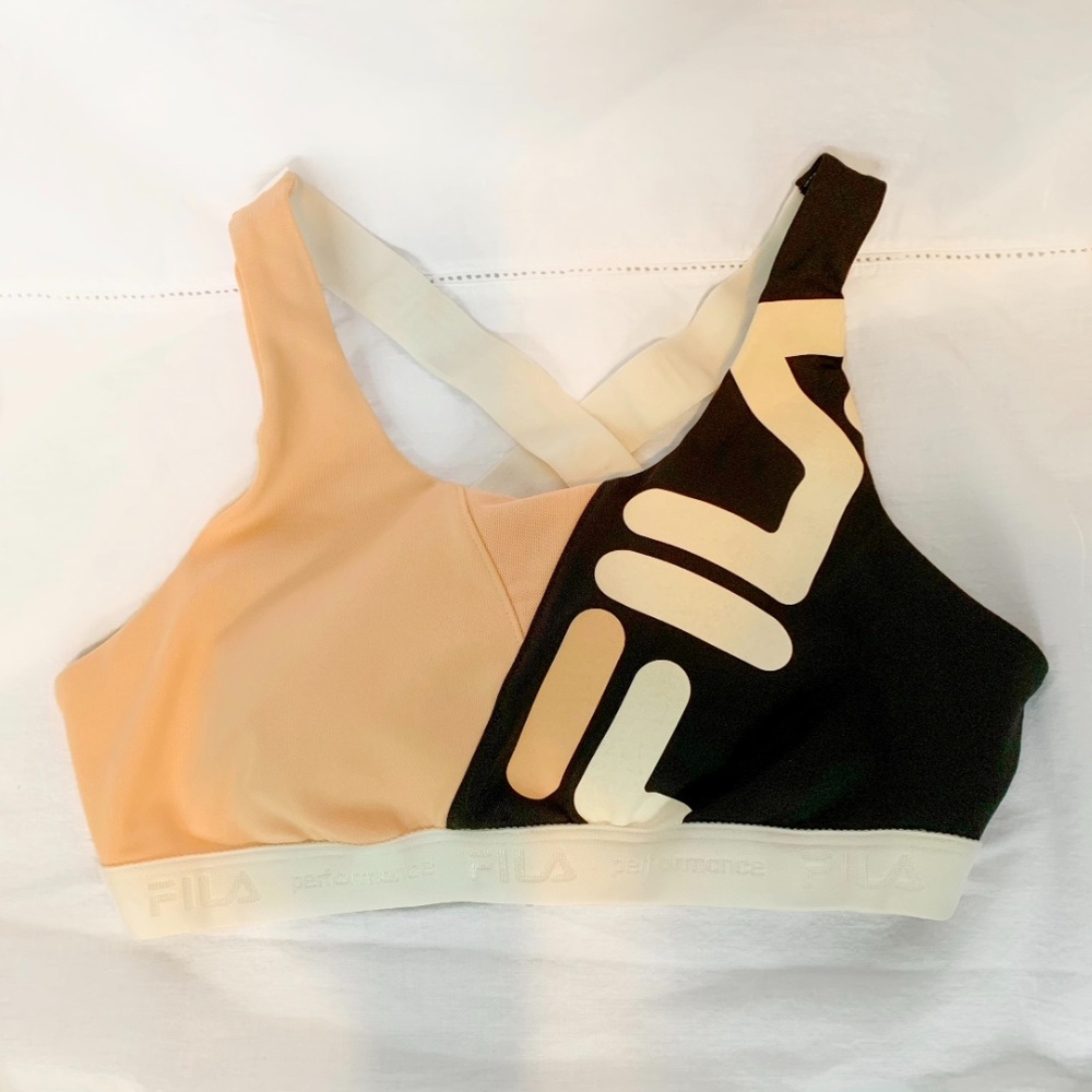 Women's Fila pink and black sports bra